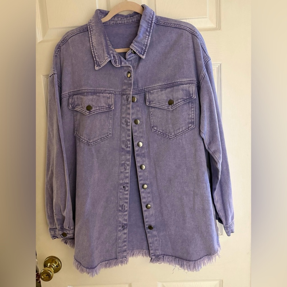 Purple Denim Button-Up Shirt